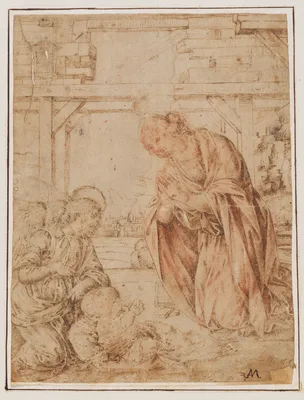The Madonna Adoring the Child, with an Angel — Lorenzo di Credi