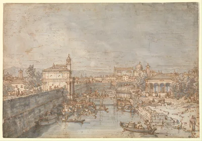 Padua: The River Bacchiglione and the Porta Portello — Canaletto