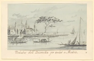 The Island of L'Anconetta, on the Way to Mestre, with the Church of La Madonnetta — Giacomo Guardi