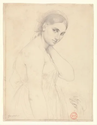 Study for "Raphael and the Fornarina"(?) — Jean-Auguste-Dominique Ingres