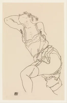 Reclining Model in Chemise and Stockings — Egon Schiele