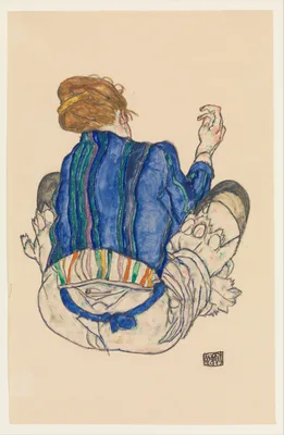 Seated Woman, Back View — Egon Schiele