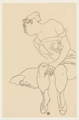 Seated Woman in Corset and Boots — Egon Schiele