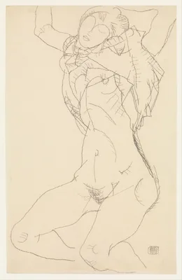 Seminude with Arms Raised — Egon Schiele