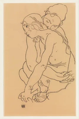 Woman and Girl Embracing — Egon Schiele