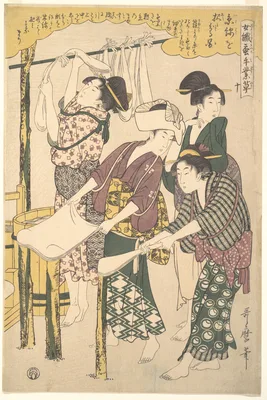 女織蚕手業草　十 · The Making of Silk Floss — Kitagawa Utamaro