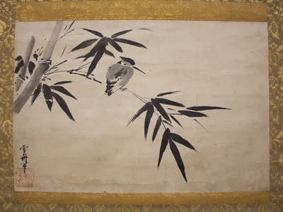 竹に翡翠図 · Kingfisher and Bamboo — Sesshū Tōyō