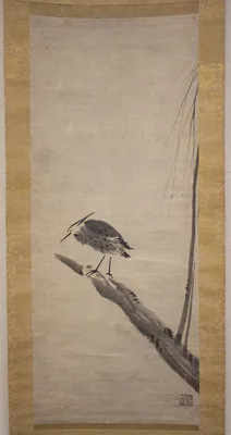 柳鷺図 (Ryūro zu) · Heron and Willow — Sesshū Tōyō