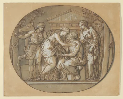 Oedipus before the Temple of the Furies between his Daughters Antigone and Ismene — Anton Raphael Mengs