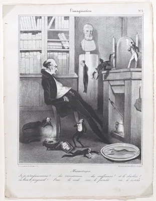 The Misanthropist (Misantropie)..., from L'imagination, published in Le Charivari, February 10, 1833 — Honoré Daumier · Aubert et Cie · Benard