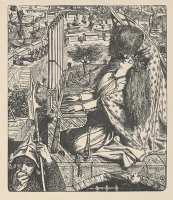 St. Cecily / Cecilia (Illustration for The Palace of Art in Tennyson's Poems, New York, 1903) — Dante Gabriel Rossetti · Dalziel Brothers