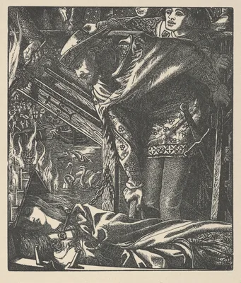 The Lady of Shalott (from Tennyson's Poems, New York, 1903) — Dante Gabriel Rossetti · Dalziel Brothers