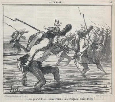 Ils ont peur de l'eau..., from Actualités, published in Le Charivari, May 11, 1859 — Aaron Martinet · Destouches · Honoré Daumier