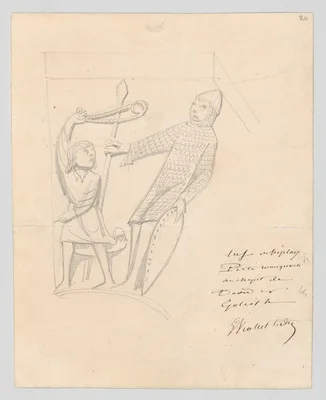 David and Goliath, after a Capital in Vézelay Abbey — Eugène Viollet-le-Duc