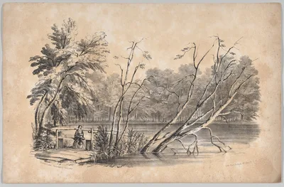 Sylvan Lake, Greenwood Cemetery, in: The New York Drawing Book, Containing a Series of Original Designs and Sketches of American Scenery, No. 2 — Francis & Seymour Palmer · Frances Flora Bond Palmer · W. H. Graham