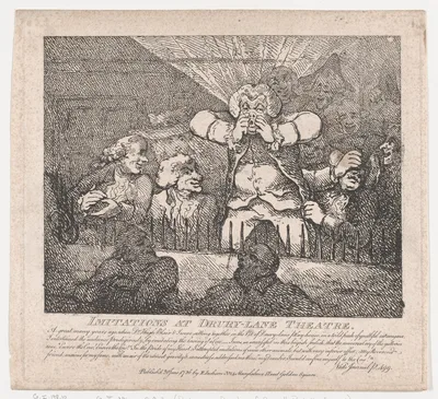 Imitations at Drury-Lane Theatre (Picturesque Beauties of Boswell, Part the Second) — Samuel Collings · Samuel Johnson · James Boswell · Hugh Blair · Elizabeth Jackson · Thomas Rowlandson