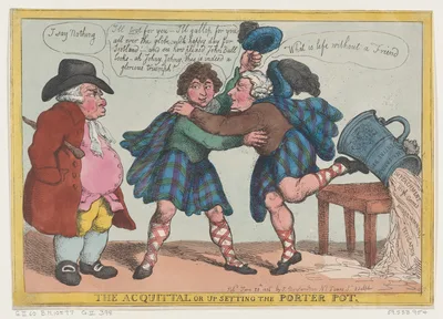 The Acquittal, or Upsetting the Porter Pot — Rudolph Ackermann, London · Thomas Rowlandson