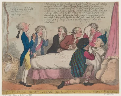 The Political Death and Last Will and Testament of Johnny Mac-Cree — Henry Dundas, 1st Viscount Melville · Thomas Trotter · Thomas Rowlandson · William Pitt