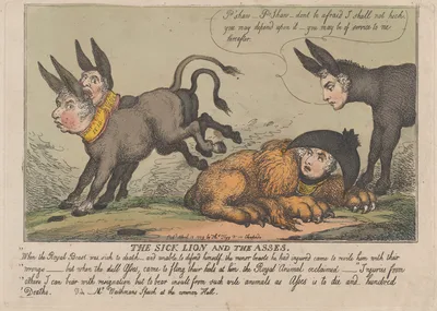 The Sick Lion and The Asses — Thomas Tegg · Thomas Rowlandson