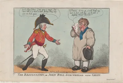 The Resignation, or John Bull Over-Whelmed with Grief — Thomas Tegg · Thomas Rowlandson