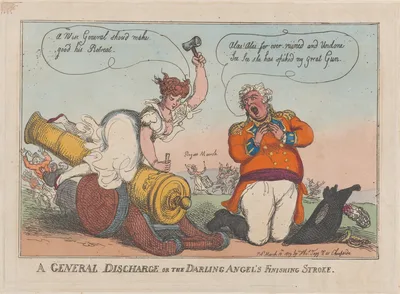 A General Discharge or the Darling Angel's Finising Stroke — Thomas Tegg · Prince Frederick Augustus, Duke of York and Albany · Mary Anne Clarke · Thomas Rowlandson
