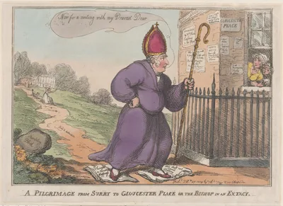 A Pilgrimage from Surry to Gloucester Place or the Bishop is an Extacty — Thomas Tegg · Thomas Rowlandson · Mary Anne Clarke · Prince Frederick Augustus, Duke of York and Albany