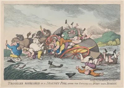 Traveller Refreshed in a Stagnant Pool, after the Fatigues of a Dusty Day's Journey — Thomas Tegg · Thomas Rowlandson