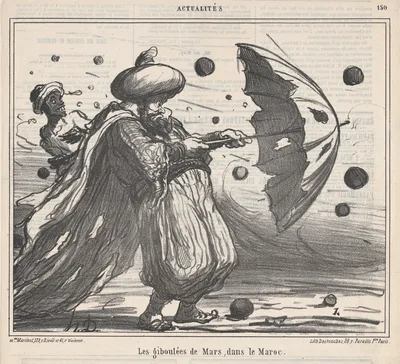 Sudden showers in March, in Morocco, from 'News of the Day,' published in Le Charivari, March 16, 1860 — Destouches · Honoré Daumier · Aaron Martinet