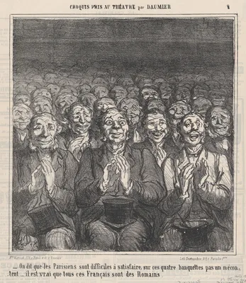 Who says, Parisians are never satisfied!, from 'Theater sketches,' published in Le Charivari, February 13, 1864 — Aaron Martinet · Destouches · Honoré Daumier