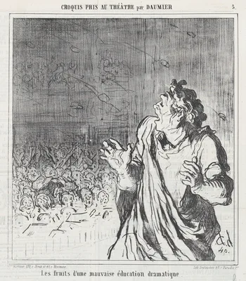 The results of bad dramatic timing, from 'Theater sketches,' published in Le Charivari, 1864 — Aaron Martinet · Honoré Daumier · Destouches