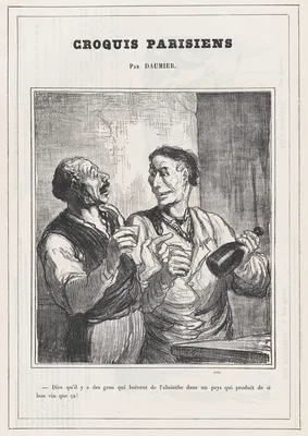 Just imagine that there are people drinking absinthe..., from 'Parisian sketches,' published in Le Petit Journal pour Rire, January 30, 1864 — Honoré Daumier