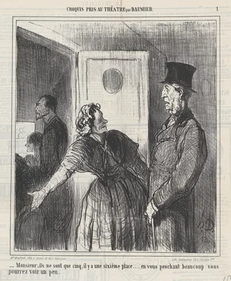 Sir, so far there are only five people here..., from 'Theater sketches,' published in Le Charivari, April 3, 1864 — Aaron Martinet · Destouches · Honoré Daumier