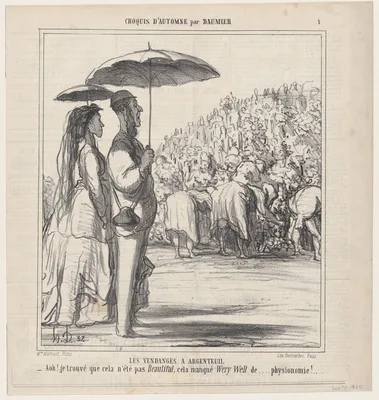 Wine harvest in Argenteuil, from 'Autumn sketches,' published in Le Charivari, September 21, 1865 — Destouches · Aaron Martinet · Honoré Daumier