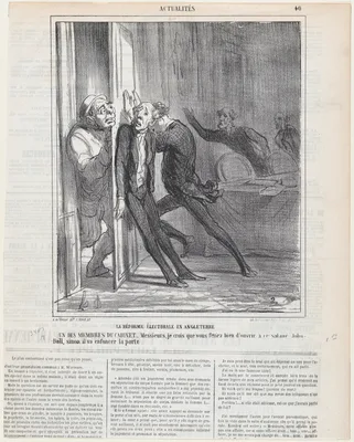 Election reform in England, from 'News of the day,' published in Le Charivari, February 26, 1866 — Destouches · Honoré Daumier · Arnaud de Vresse