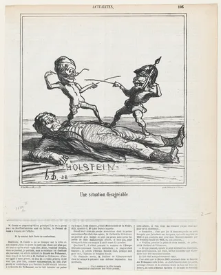 An uncomfortable situation, from 'News of the day,' published in Le Charivari, June 5, 1866 — Arnaud de Vresse · Destouches · Honoré Daumier