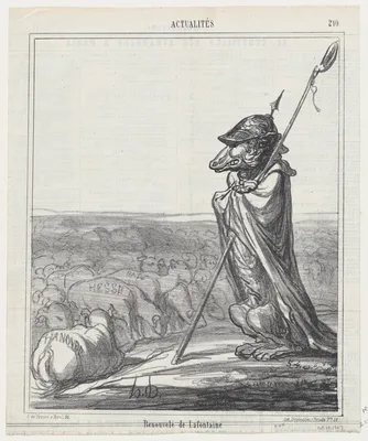 La Fontaine renewed, from 'News of the day,' published in Le Charivari, October 10, 1867 — Arnaud de Vresse · Destouches · Honoré Daumier