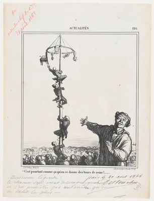 This is just a way to strain your back, from 'News of the day,' published in Le Charivari, August 28, 1868 — Arnaud de Vresse · Destouches · Honoré Daumier