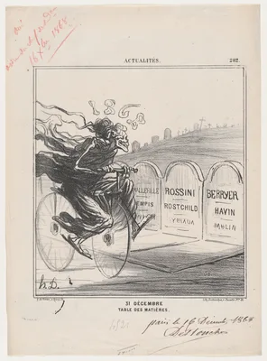 December 31st, Table of contents, from 'News of the day,' published in Le Charivari, December 31, 1868 — Arnaud de Vresse · Destouches · Honoré Daumier