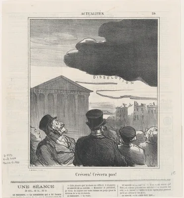 Will it burst or not?, from 'News of the day,' published in Le Charivari, March 12, 1870 — Walter Frères · Honoré Daumier · Arnaud de Vresse