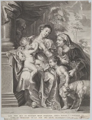 The Holy Family with Elizabeth and the infant Saint John the Baptist, the Virgin nursing the infant Christ — Joannes Moerman · Peter Paul Rubens · Jan (Hans) Witdoeck