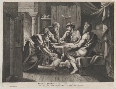 Jupiter and Mercury with Philemon and Baucis — Johannes Meyssens · Peter Paul Rubens · Anonymous