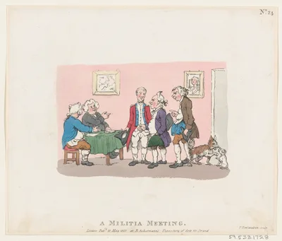 A Militia Meeting — Rudolph Ackermann, London · Thomas Rowlandson · Henry William Bunbury