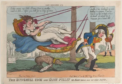 The Dunghill Cock and Game Pullet or Boney Beat Out of the Pitt — Empress Marie Louise of France · Thomas Rowlandson · Napoléon Bonaparte · Thomas Tegg