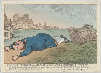 The Fall of Dagon – Or Rare News for Leadenhall Street — William Humphrey · Thomas Rowlandson · Georgiana, Duchess of Devonshire · Charles James Fox