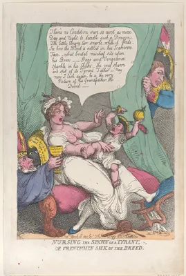 Nursing the Spawn of a Tyrant — Napoléon II, King of Rome and Duke of Reichstadt · Empress Marie Louise of France · Thomas Rowlandson · Napoléon Bonaparte · Thomas Tegg