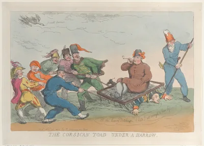 A Corsican Toad Under a Harrow — Rudolph Ackermann, London · Napoléon Bonaparte · Thomas Rowlandson