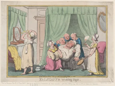 Falstaff's Wedding Night — Rudolph Ackermann, London · Thomas Rowlandson · Nicolaus Heideloff