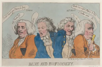 Blue and Buff Loyalty — Richard Brinsley Sheridan · Thomas Rowlandson · S. W. Fores · Francis Willis, D.D., M.D.