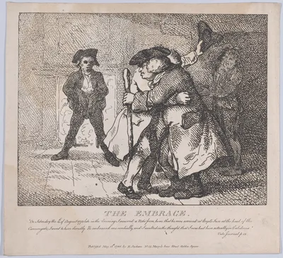 The Embrace (Picturesque Beauties of Boswell, Part the First) — Samuel Collings · James Boswell · Thomas Rowlandson · Samuel Johnson · Elizabeth Jackson