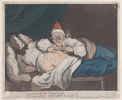 Five times by the Taper's light, The hour glass I have turn'd to night!! — William Holland · Thomas Rowlandson